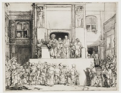 Cristo apresentado ao povo: prato retangular de Rembrandt van Rijn