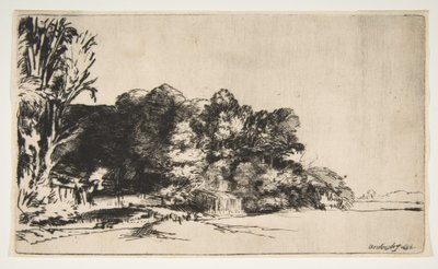 Grupo de árvores com um Vista, 1652. de Rembrandt van Rijn