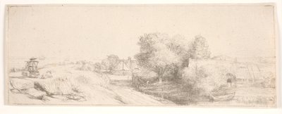 Contraprueba de «Paisagem com um leiteiro» de Rembrandt van Rijn
