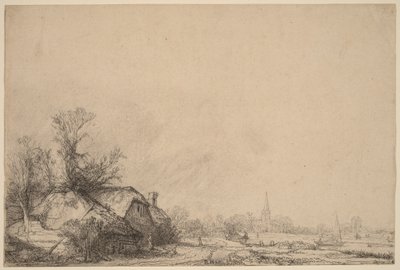 Casinha junto a um canal de Rembrandt van Rijn