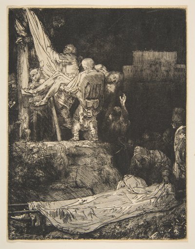 Descida da Cruz por Torchlight, 1654. de Rembrandt van Rijn