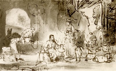 Eliezer e Rebecca no poço de Rembrandt van Rijn