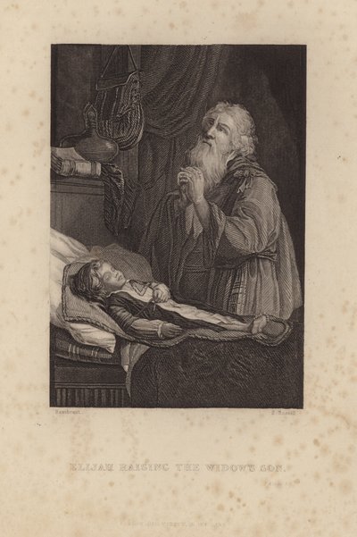 Elijah Raising o filho da viúva de Rembrandt van Rijn