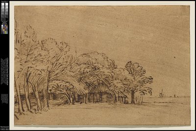 Fazenda sob árvores, c.1650 de Rembrandt van Rijn