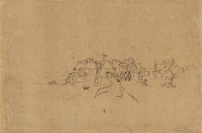 Figuras no Anthoniesdijk Entrando em Houtewael [verso] de Rembrandt van Rijn