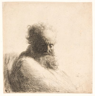 Velho barbudo. Busto de Rembrandt van Rijn