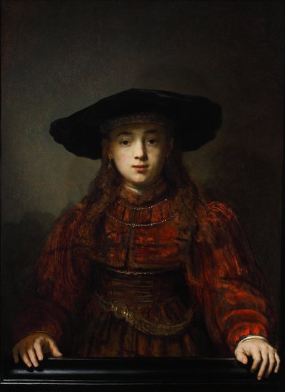 Garota em uma moldura, 1641 de Rembrandt van Rijn