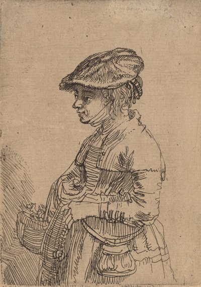 Menina com uma cesta, c. 1642. de Rembrandt van Rijn