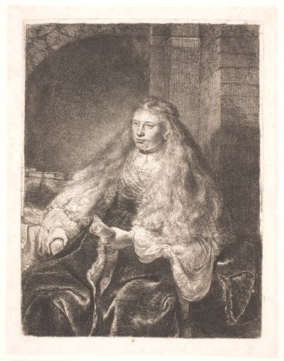 Menina com cabelo caindo nos ombros (a "grande noiva judia") de Rembrandt van Rijn