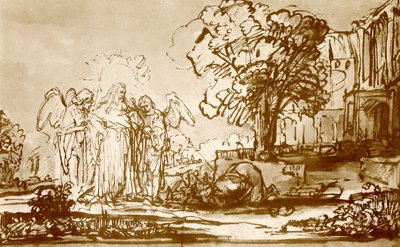 Deus Pai aparece Abraão de Rembrandt van Rijn