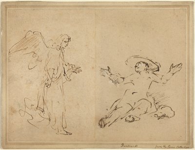 Hagar sentada junto à fonte de Rembrandt van Rijn