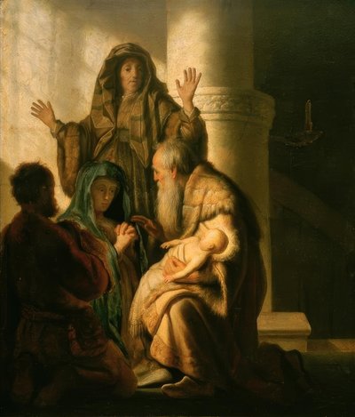 Hanna e Simeon no templo de Rembrandt van Rijn