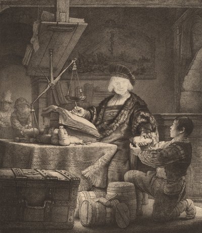 Jan Uytenbogaert, The Goldweigher. de Rembrandt van Rijn