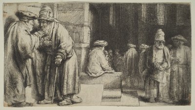 Judeus em uma sinagoga, 1648. de Rembrandt van Rijn