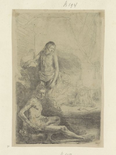 Jongeman, zittend en staand
Colecção de oitenta e cinco estampas originais (título da série) de Rembrandt van Rijn