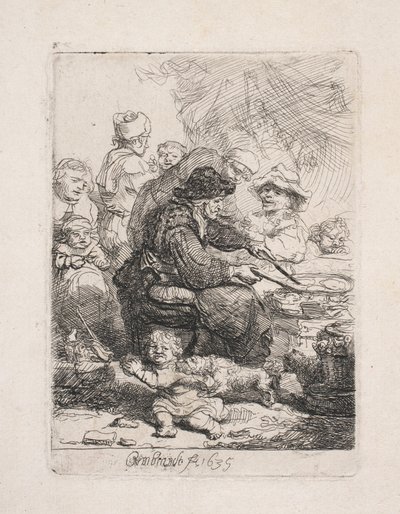 Uma mulher a fritar panquecas de Rembrandt van Rijn