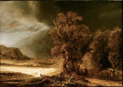 Landscape at the Good Samaritan Painting by Harmenszoon van Rijn this Rembrandt (1606-1669) 1638 Sun. 46,5x66 cm Museu Czartoryski, Cracóvia, Polônia de Rembrandt van Rijn