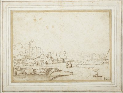 Paisagem com parte de um lago de Rembrandt van Rijn