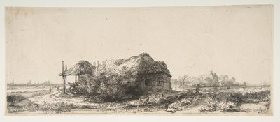 Paisagem com uma casa de campo e um celeiro, 1641. de Rembrandt van Rijn