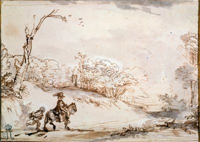 Paisagem com um cavaleiro, 1648-1650. de Rembrandt van Rijn