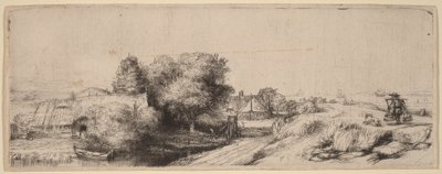 Paisagem com um leiteiro de Rembrandt van Rijn