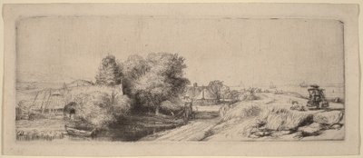 Paisagem com um leiteiro de Rembrandt van Rijn