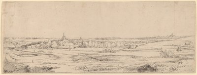Paisagem com vista para Haarlem (Campo do Goldweigher) de Rembrandt van Rijn