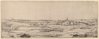 Paisagem com vista para Haarlem (Campo do Goldweigher) de Rembrandt van Rijn