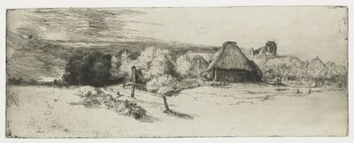 Paisagem com um edifício agrícola e a 