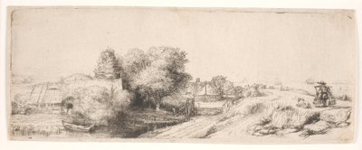 Paisagem com um leiteiro de Rembrandt van Rijn