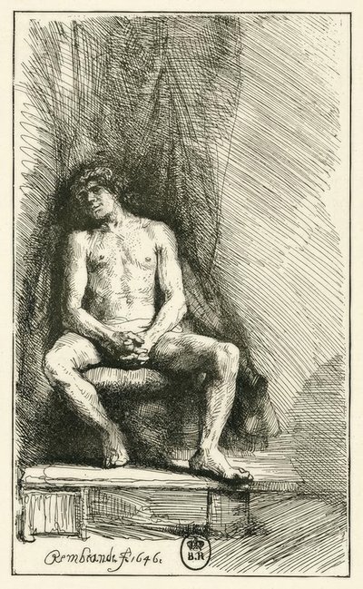 Nu masculino, sentado de Rembrandt van Rijn