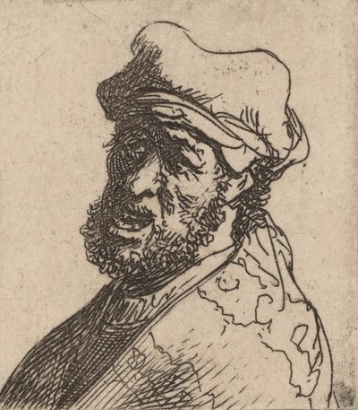 Homem gritando, três quartos à esquerda, c. 16301631. de Rembrandt van Rijn