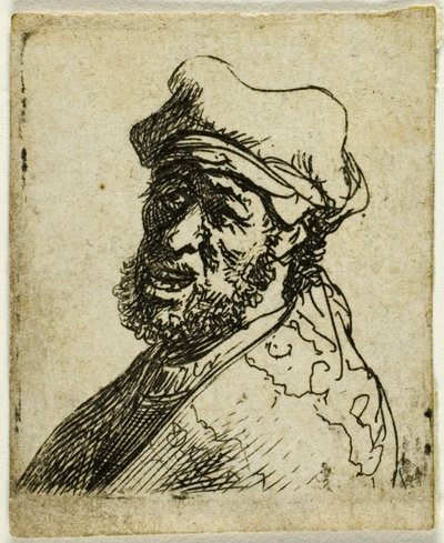 Homem gritando, três quartos à esquerda: busto de Rembrandt van Rijn