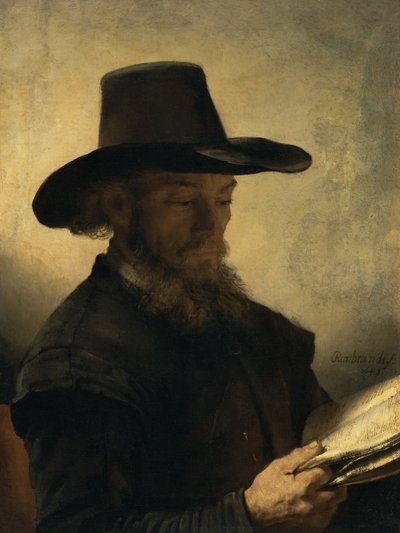 Homem lendo, c.1648 de Rembrandt van Rijn