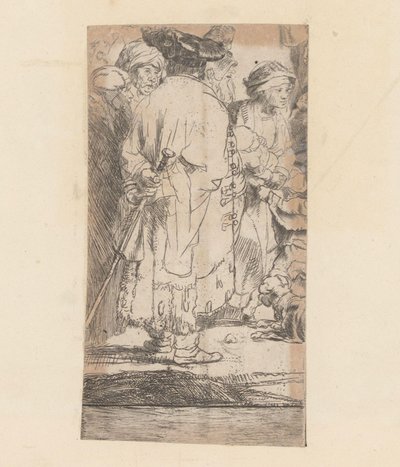 Homem de capa, visto de costas imagem das Cem Gulden de Rembrandt van Rijn