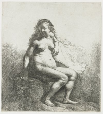 Mulher nua num monte de Rembrandt van Rijn
