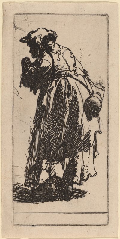 Velha mendiga com uma cabaça de Rembrandt van Rijn