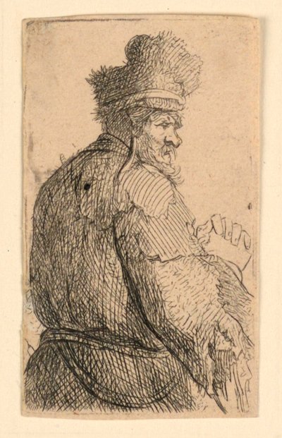 Velho visto de trás, perfil para a direita: meia figura de Rembrandt van Rijn
