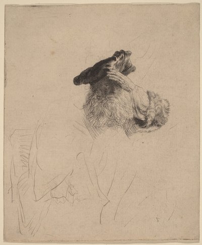 Ancião a proteger os olhos com a mão de Rembrandt van Rijn