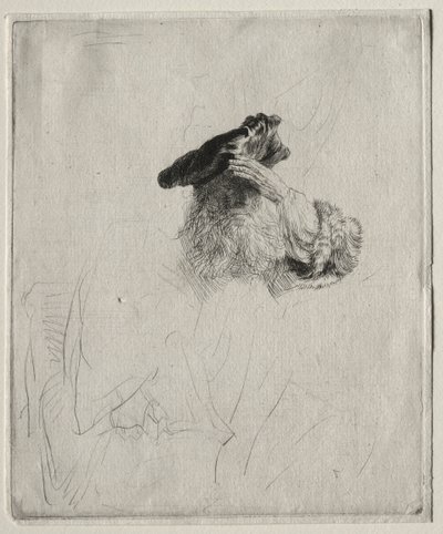 Velho, protegendo os olhos com a mão, c. 1639 de Rembrandt van Rijn