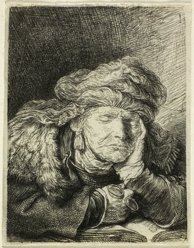 Velha dormindo de Rembrandt van Rijn