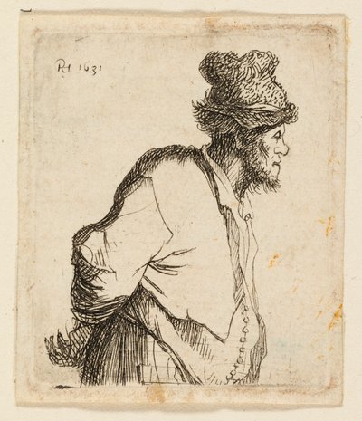 Camponês com as mãos atrás das costas de Rembrandt van Rijn