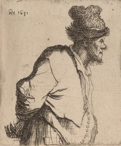 Camponês com as mãos atrás das costas, 1631. de Rembrandt van Rijn
