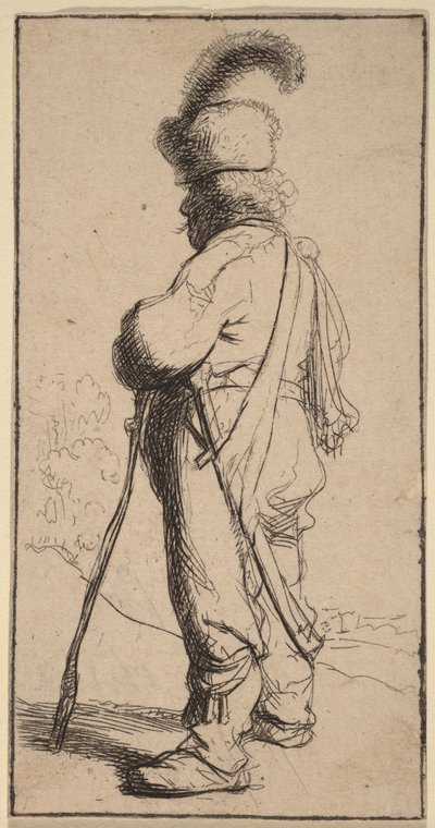 Polaco apoiado numa bengala de Rembrandt van Rijn