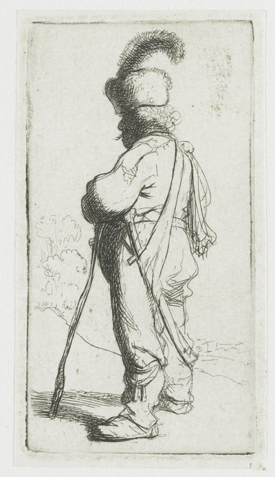 Um polaco apoiado numa bengala de Rembrandt van Rijn