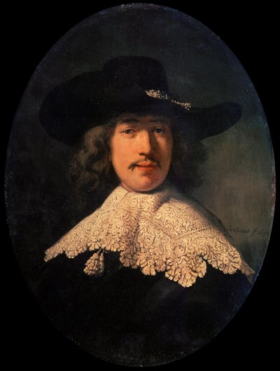 Retrato de um jovem com uma gola de renda, 1634. de Rembrandt van Rijn