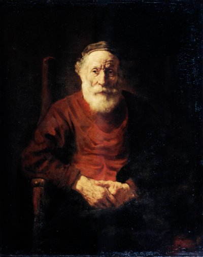 Retrato de um homem idoso em vermelho, 1652-1654. de Rembrandt van Rijn