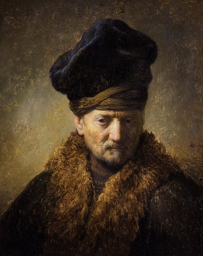 Retrato de um homem velho com chapéu de pele, 1630 de Rembrandt van Rijn
