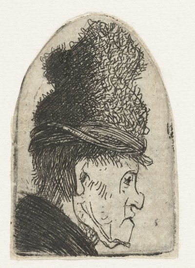 Perfil de um homem com um chapéu alto
Perfil grotesco: homem com um alto cap de Rembrandt van Rijn