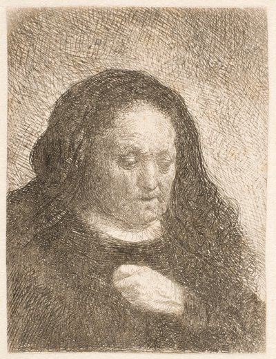 A mãe de Rembrandt com a mão no peito: pequeno busto de Rembrandt van Rijn